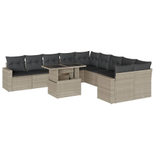 vidaXL 11 részes világosszürke polyrattan kerti ülőgarnitúra párnákkal (3267542) kerti bútor