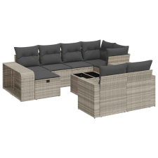 vidaXL 11 részes világosszürke polyrattan kerti ülőgarnitúra párnákkal (3326076) kerti bútor