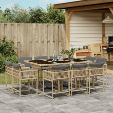 vidaXL 11részes vegyes bézs polyrattan kerti étkezőgarnitúra párnákkal kerti bútor