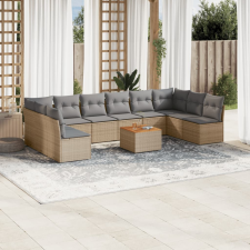 vidaXL 11részes vegyes bézs polyrattan kerti ülőgarnitúra párnákkal kerti bútor