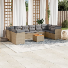 vidaXL 11részes vegyes bézs polyrattan kerti ülőgarnitúra párnákkal kerti bútor