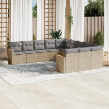 vidaXL 11részes vegyes bézs polyrattan kerti ülőgarnitúra párnákkal kerti bútor