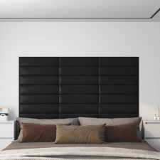 vidaXL 12 db fekete műbőr fali panel 60 x 15 cm 1,08 m² tapéta, díszléc és más dekoráció