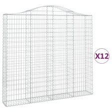 vidaXL 12 db íves horganyzott vas gabion kosár 200x30x180/200 cm (3145524) kerti tárolás