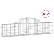 vidaXL 12 db íves horganyzott vas gabion kosár 200x30x40/60 cm kerti tárolás