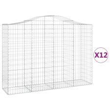 vidaXL 12 db íves horganyzott vas gabion kosár 200x50x140/160 cm (3145692) kerti tárolás