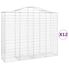vidaXL 12 db íves horganyzott vas gabion kosár 200x50x160/180 cm (3145713) kerti tárolás