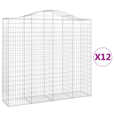 vidaXL 12 db íves horganyzott vas gabion kosár 200x50x180/200 cm (3145734) kerti tárolás