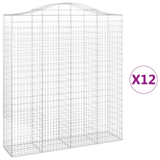 vidaXL 12 db íves horganyzott vas gabion kosár 200x50x220/240 cm (3145776) kerti tárolás