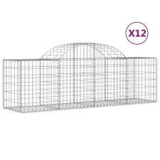 vidaXL 12 db íves horganyzott vas gabion kosár 200x50x60/80 cm (3146288) kerti tárolás