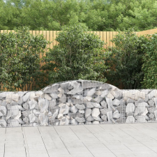 vidaXL 12 db íves horganyzott vas gabion kosár 300x30x60/80 cm kerti dekoráció