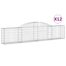 vidaXL 12 db íves horganyzott vas gabion kosár 300x30x60/80 cm (3146495) kerti tárolás