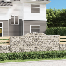 vidaXL 12 db íves horganyzott vas gabion kosár 300x50x120/140 cm kerti tárolás