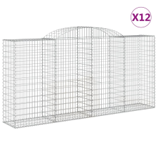 vidaXL 12 db íves horganyzott vas gabion kosár 300x50x140/160 cm (3146747) kerti tárolás