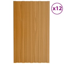 vidaXL 12 db világos faszínű horganyzott acél tetőpanel 80 x 45 cm építőanyag