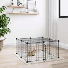 vidaXL 12 paneles fekete acél kisállatketrec ajtóval 35 x 35 cm ketrec, szállítóbox rágcsálóknak