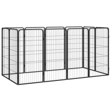 vidaXL 12-paneles fekete porszórt acél kutyakennel 50 x 100 cm szállítóbox, fekhely kutyáknak