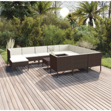 vidaXL 12 részes barna polyrattan kerti ülőgarnitúra párnákkal kerti bútor