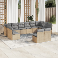 vidaXL 12 részes bézs polyrattan kerti ülőgarnitúra párnákkal kerti bútor
