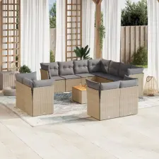 vidaXL 12 részes bézs polyrattan kerti ülőgarnitúra párnákkal kerti bútor