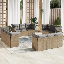vidaXL 12 részes bézs polyrattan kerti ülőgarnitúra párnákkal kerti bútor