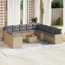 vidaXL 12 részes bézs polyrattan kerti ülőgarnitúra párnákkal kerti bútor