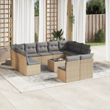 vidaXL 12 részes bézs polyrattan kerti ülőgarnitúra párnákkal (3218359) kerti bútor