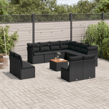 vidaXL 12 részes fekete polyrattan kerti ülőgarnitúra párnákkal kerti bútor