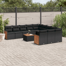vidaXL 12 részes fekete polyrattan kerti ülőgarnitúra párnákkal kerti bútor