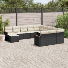 vidaXL 12 részes fekete polyrattan kerti ülőgarnitúra párnákkal kerti bútor