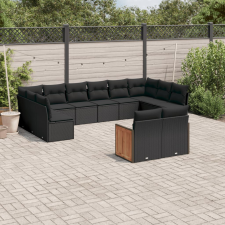 vidaXL 12 részes fekete polyrattan kerti ülőgarnitúra párnákkal kerti bútor