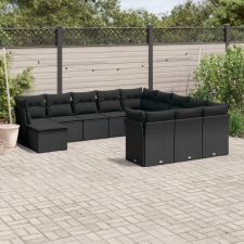 vidaXL 12 részes fekete polyrattan kerti ülőgarnitúra párnákkal kerti bútor