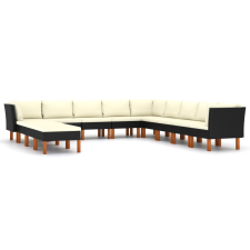 vidaXL 12 részes fekete polyrattan kerti ülőgarnitúra párnákkal (3059746) kerti bútor