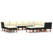 vidaXL 12 részes fekete polyrattan kerti ülőgarnitúra párnákkal (3059747) kerti bútor