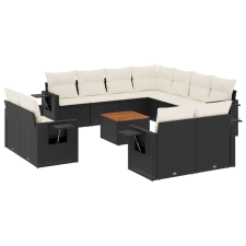 vidaXL 12 részes fekete polyrattan kerti ülőgarnitúra párnákkal (3224824) kerti bútor
