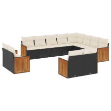 vidaXL 12 részes fekete polyrattan kerti ülőgarnitúra párnákkal (3228191) kerti bútor