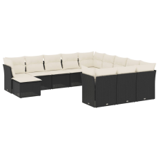 vidaXL 12 részes fekete polyrattan kerti ülőgarnitúra párnákkal (3250465) kerti bútor