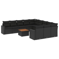 vidaXL 12 részes fekete polyrattan kerti ülőgarnitúra párnákkal (3256678) kerti bútor