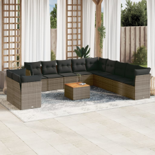 vidaXL 12 részes szürke polyrattan kerti ülőgarnitúra párnákkal kerti bútor