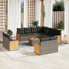 vidaXL 12 részes szürke polyrattan kerti ülőgarnitúra párnákkal kerti bútor