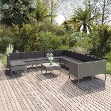 vidaXL 12 részes szürke polyrattan kerti ülőgarnitúra párnákkal kerti bútor