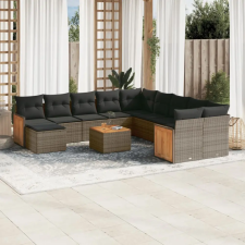 vidaXL 12 részes szürke polyrattan kerti ülőgarnitúra párnákkal kerti bútor