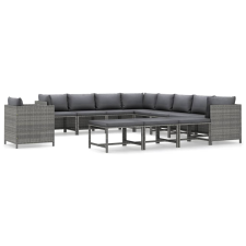 vidaXL 12 részes szürke polyrattan kerti ülőgarnitúra párnákkal (3059776) kerti bútor