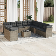 vidaXL 12 részes szürke polyrattan kerti ülőgarnitúra párnákkal (3217890) kerti bútor