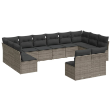 vidaXL 12 részes szürke polyrattan kerti ülőgarnitúra párnákkal (3218370) kerti bútor