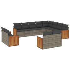 vidaXL 12 részes szürke polyrattan kerti ülőgarnitúra párnákkal (3228195) kerti bútor