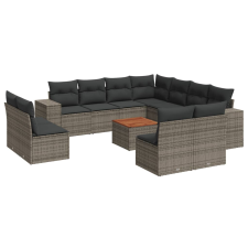 vidaXL 12 részes szürke polyrattan kerti ülőgarnitúra párnákkal (3257838) kerti bútor