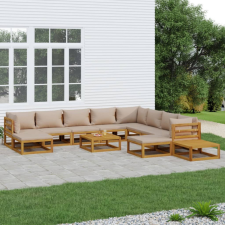 vidaXL 12 részes tömör fa kerti ülőgarnitúra tópszínű párnákkal kerti bútor