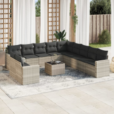 vidaXL 12 részes világosszürke polyrattan kerti ülőgarnitúra párnával kerti bútor