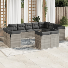 vidaXL 12 részes világosszürke polyrattan kerti ülőgarnitúra párnával kerti bútor